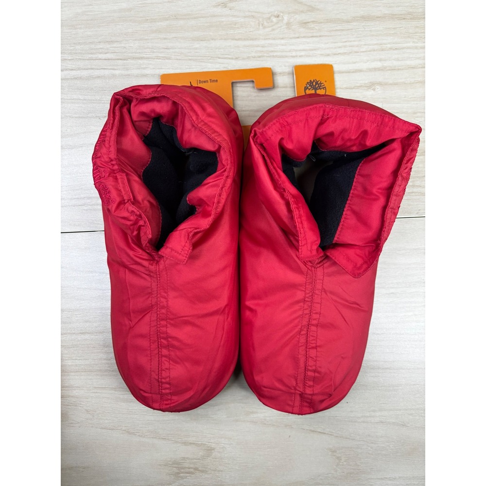 Timberland Down Time Men Red Puffer Slippers Down Filled Booties Size L